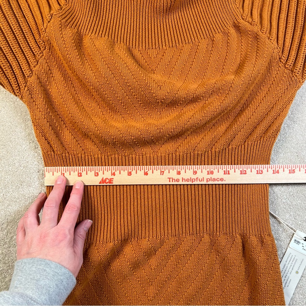 Happy Nature Sweater Dress Orange‎ Mock Neck Peplum Long Length Knit women's Lg - Picture 12 of 15
